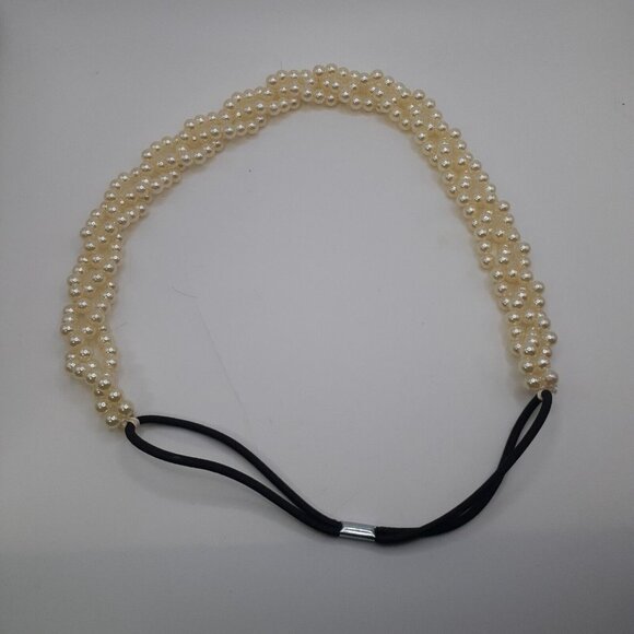 Imitation Pearls Braided Stretch Hair Band Weddings Dressy Hair Accessory